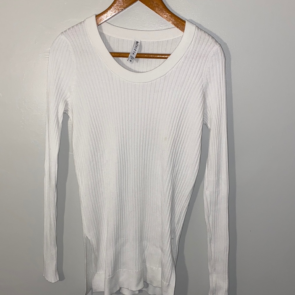 Athleta Lincoln Park Ribbed Stretchy Crewneck Long Sleeve Sweater
